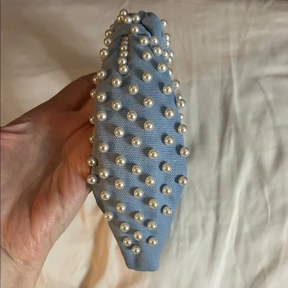 Lele Sadoughi Blue Pearl Embellished Headband - Picture 2 of 3